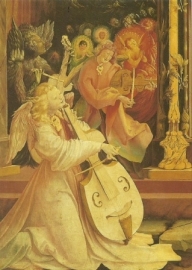 Gamba spelende engel, detail Isenheimer Altaar