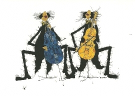 Celloduet in geel-blauw, Michael Ferner