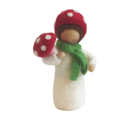 Paddenstoelpopje, wolvilt 14 cm