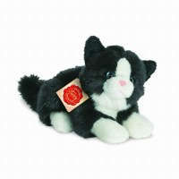 Kat liggend zwart wit (20 cm)