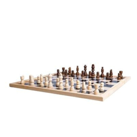 Schaak- en dambord met houten rand ( 40x40 cm)