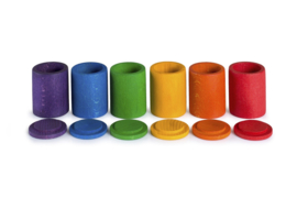 Grapat 6 Bekers met deksel regenboogkleuren