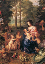 Madonna met bloemenkrans (detail), Brueghel