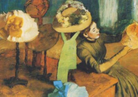 Bij de hoedenmaakster, Edgar Degas