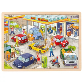 Houten puzzel benzinestation 96 st.