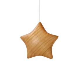 Houten ster driedimensionaal met draad om op te hangen