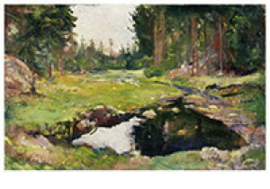 Boslandschap met klein meer, Edvard Munch