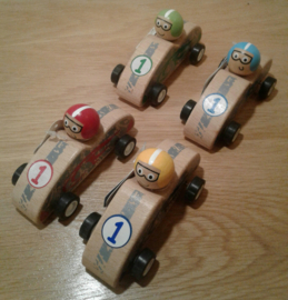 Houten raceauto, blauw