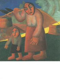 Boerin met emmers en kind, Kazimir Malevitsj