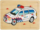 Houten noppenpuzzel politieauto