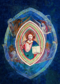 Christus met de vier evangelist-symbolen, Fresco 14e eeuw