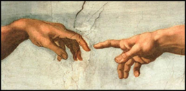 De schepping van Adam (detail), Michelangelo, XL kaart