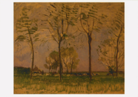 Boerderij met hoge bomen in de voorgrond, Piet Mondriaan