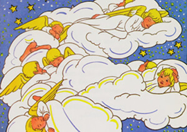 Slapende engeltjes op wolken, Rie Cramer