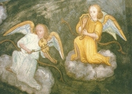 Musicerende engelen, wandschildering 16de eeuw
