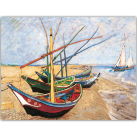Vissersboten op het strand van Saintes-Marie, Vincent van Gogh