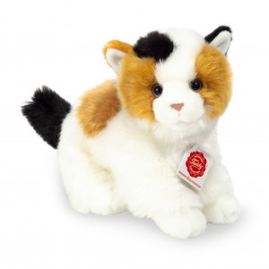 Kat wit met bruin en zwart (24 cm)