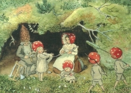 Kabouterkinderen wikkelen wol, Elsa Beskow