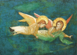 Twee zwevende engelen (detail), School van Giotto