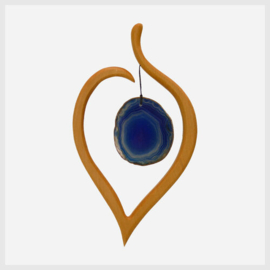 Houten lindenblad met agaat blauw (17cm)