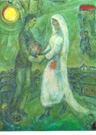 Verloofden op groene grond, Marc Chagall
