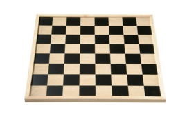 Schaak- en dambord met houten rand ( 40x40 cm)
