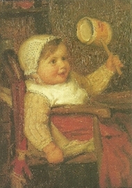 Klein kind met rammelaar, Albert Anker
