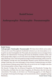 Anthroposophie - Psychosophie - Pneumatosophie GA 115 / Rudolf Steiner