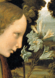 Engel met lelie (detail), Leonardo da Vinci