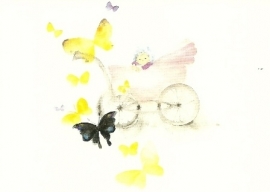 Vlinders en baby in kinderwagen, Chihiro Iwasaki