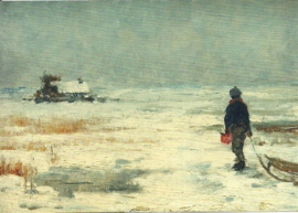 Jongen met slee in winterlandschap, Franz Marc