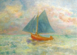 Rode boot met blauw zeil, Odilon Redon