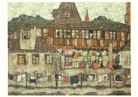 Huis met drogende was, Egon Schiele