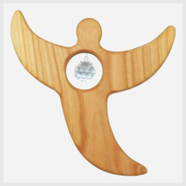 Houten engel met kristal ( 15 cm)