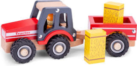 Tractor met aanhanger en speelfiguren - hooiwagen