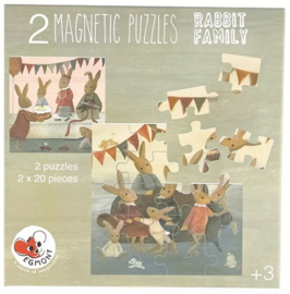 2 Magnetische puzzels Familie Konijn