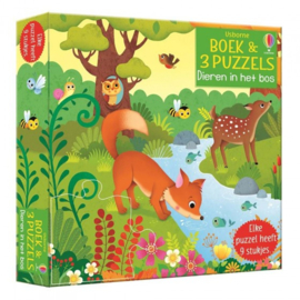 Boek en 3 puzzels, dieren in het bos (Usborne)