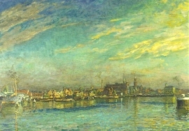 Zicht op de haven Zaandam, Willem Jansen