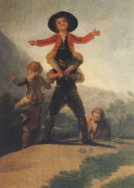 Kinderen rijden op elkaar, Francisco de Goya