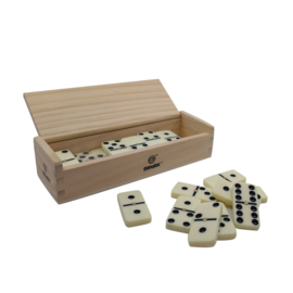 Dominospel in houten doosje