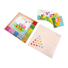 Pegs Game Box, maak met de houten gekleurde pinnetjes de mooie plaatjes