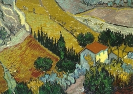 Landschap met een huis en een ploeger, Vincent van Gogh