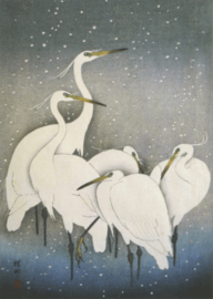 Een groep reigers, Ohara Koson