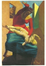Madonna geeft Jezuskind pak op de billen, Max Ernst