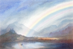 Regenbooglandschap, Michael Harvey, dubbele kaart