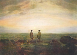 Twee mannen aan zee bij zonsondergang, Caspar David Friedrich