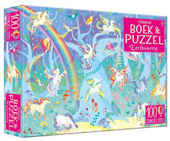 Boek en Puzzel, Eenhoorns ( 100 st, incl boek met zoekplaten)