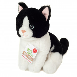 Kat zittend zwart wit (20 cm)