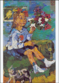 Kind met bloemen en kat, Oskar Kokoschka