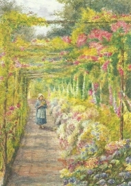 Jong meisje onder rozenpergola, Engelse school